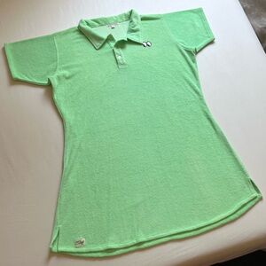J. SKY green terry cloth knit polo popover patch embroidered short sleeve mini